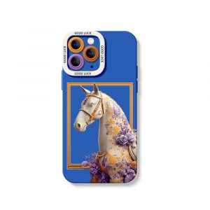 Floral Elegance Horse Design Silicone Case for Apple iPhone Series