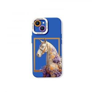 Floral Elegance Horse Design Silicone Case for Apple iPhone Series