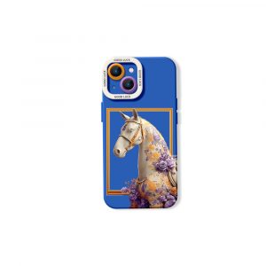 Floral Elegance Horse Design Silicone Case for Apple iPhone Series