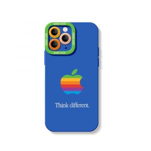 Retro Rainbow Apple Logo Silicone Case for Apple iPhone Series