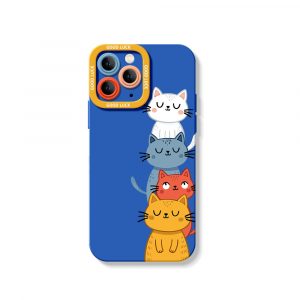 Charming Cat Stack Silicone Case for Apple iPhone Series