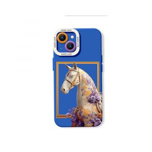 Floral Elegance Horse Design Silicone Case for Apple iPhone Series