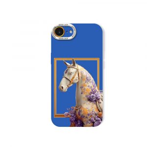 Floral Elegance Horse Design Silicone Case for Apple iPhone Series