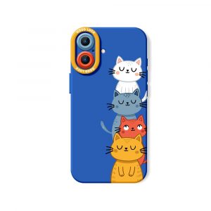 Charming Cat Stack Silicone Case for Apple iPhone Series