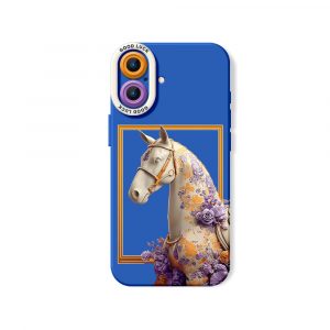 Floral Elegance Horse Design Silicone Case for Apple iPhone Series