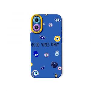 Good Vibes Only Protection Stylish Silicone Case for Apple iPhone Series - iPhone 17, Blue