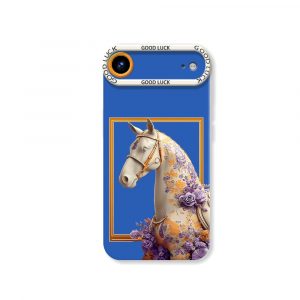 Floral Elegance Horse Design Silicone Case for Apple iPhone Series