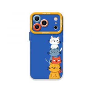 Charming Cat Stack Silicone Case for Apple iPhone Series - iPhone 17 Pro, Blue