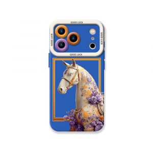 Floral Elegance Horse Design Silicone Case for Apple iPhone Series