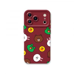 Cute Cartoon Faces Pattern Silicone Case for Apple iPhone Series