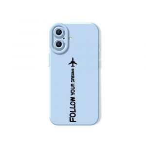 Dream Chaser Jet Black Silicone Case for Apple iPhone Series - iPhone 16, Sky Blue