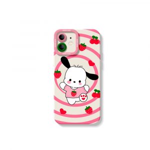 Cute Puppy & Strawberry Swirl Silicone Case for Apple iPhone Series