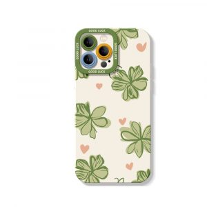 Four-Leaf Clover Charm Silicone Case for Apple iPhone Series