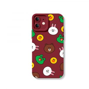 Cute Cartoon Faces Pattern Silicone Case for Apple iPhone Series