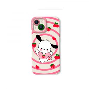 Cute Puppy & Strawberry Swirl Silicone Case for Apple iPhone Series