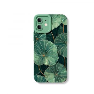 Tropical Lotus Leaf Silicone Case for Apple iPhone Series