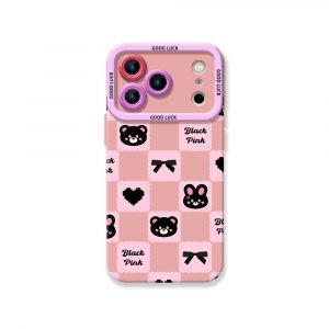 Charming Black Checkered Bears Silicone Case for Apple iPhone Series