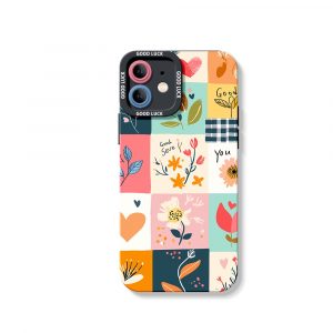 Floral Patchwork Charm Silicone Case for Apple iPhone Series
