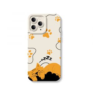 Cozy Cat Nap Paw Print Silicone Case for Apple iPhone Series
