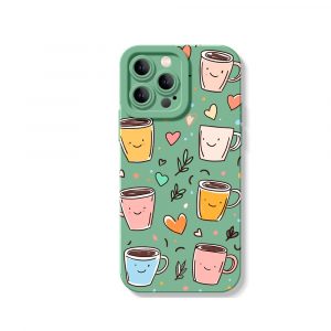 Smiley Coffee Cups Hearts Silicone Case for Apple iPhone Series