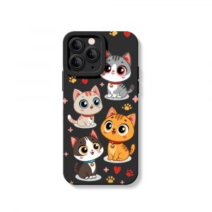 Charming Kawaii Kittens Silicone Case for Apple iPhone Series