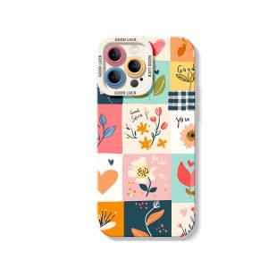Floral Patchwork Charm Silicone Case for Apple iPhone Series