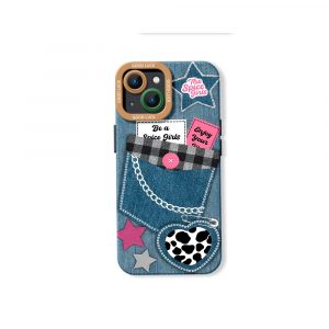 Retro Denim Charm Silicone Case for Apple iPhone Series