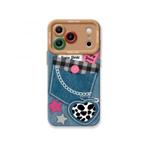 Retro Denim Charm Silicone Case for Apple iPhone Series