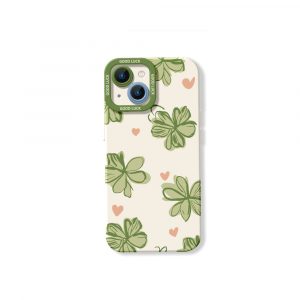Four-Leaf Clover Charm Silicone Case for Apple iPhone Series - iPhone 13, White