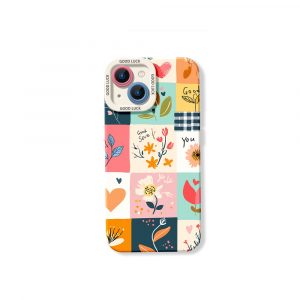 Floral Patchwork Charm Silicone Case for Apple iPhone Series