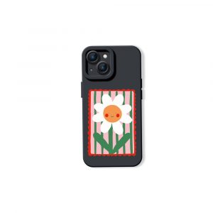 Smiling Daisy on Stripes Silicone Case for Apple iPhone Series