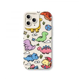 Cute Dino Parade Silicone Case for Apple iPhone Series