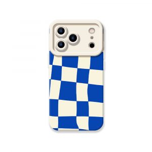 Vibrant Blue Checkerboard Silicone Case for Apple iPhone Series