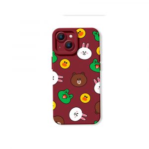 Cute Cartoon Faces Pattern Silicone Case for Apple iPhone Series