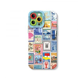 Vintage Postage Stamp Collage Silicone Case for Apple iPhone Series
