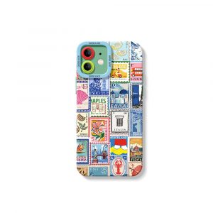 Vintage Postage Stamp Collage Silicone Case for Apple iPhone Series