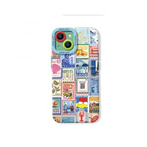 Vintage Postage Stamp Collage Silicone Case for Apple iPhone Series