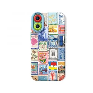 Vintage Postage Stamp Collage Silicone Case for Apple iPhone Series