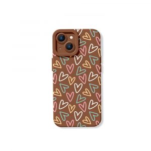 Colorful Heartbeat Delight Silicone Case for Apple iPhone Series - iPhone 13, Brown