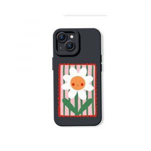 Smiling Daisy on Stripes Silicone Case for Apple iPhone Series