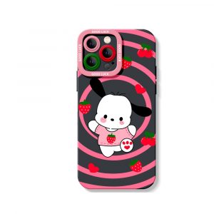 Cute Puppy & Strawberry Swirl Silicone Case for Apple iPhone Series