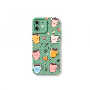 Smiley Coffee Cups Hearts Silicone Case for Apple iPhone Series