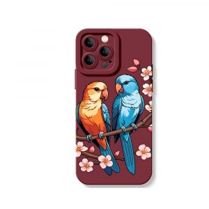 Tropical Parrot Blossom Silicone Case for Apple iPhone Series