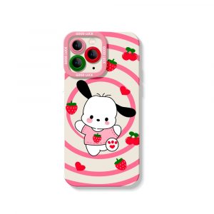 Cute Puppy & Strawberry Swirl Silicone Case for Apple iPhone Series
