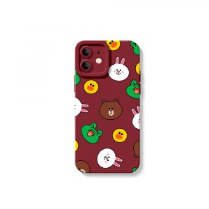 Cute Cartoon Faces Pattern Silicone Case for Apple iPhone Series