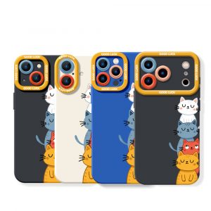 Charming Cat Stack Silicone Case for Apple iPhone Series