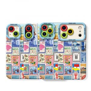 Vintage Postage Stamp Collage Silicone Case for Apple iPhone Series