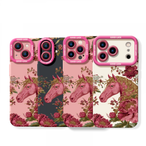 Elegant Horse & Floral Pattern Silicone Case for Apple iPhone Series