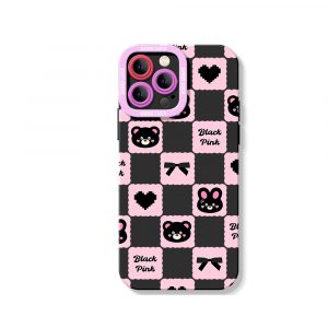 Charming Black Checkered Bears Silicone Case for Apple iPhone Series