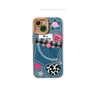Retro Denim Charm Silicone Case for Apple iPhone Series